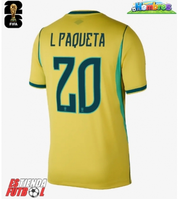 Brasil Lucas Paqueta #20 Primera Equipación Mundial 2026 Manga Corta Brasil Lucas Paqueta #20 Primera Equipación Mundial 2026 Manga Corta
